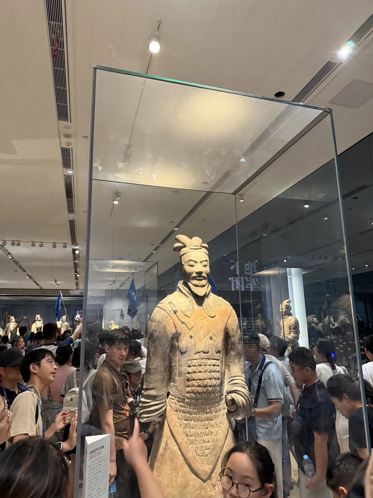 Close view of a terracotta warrior in the museum